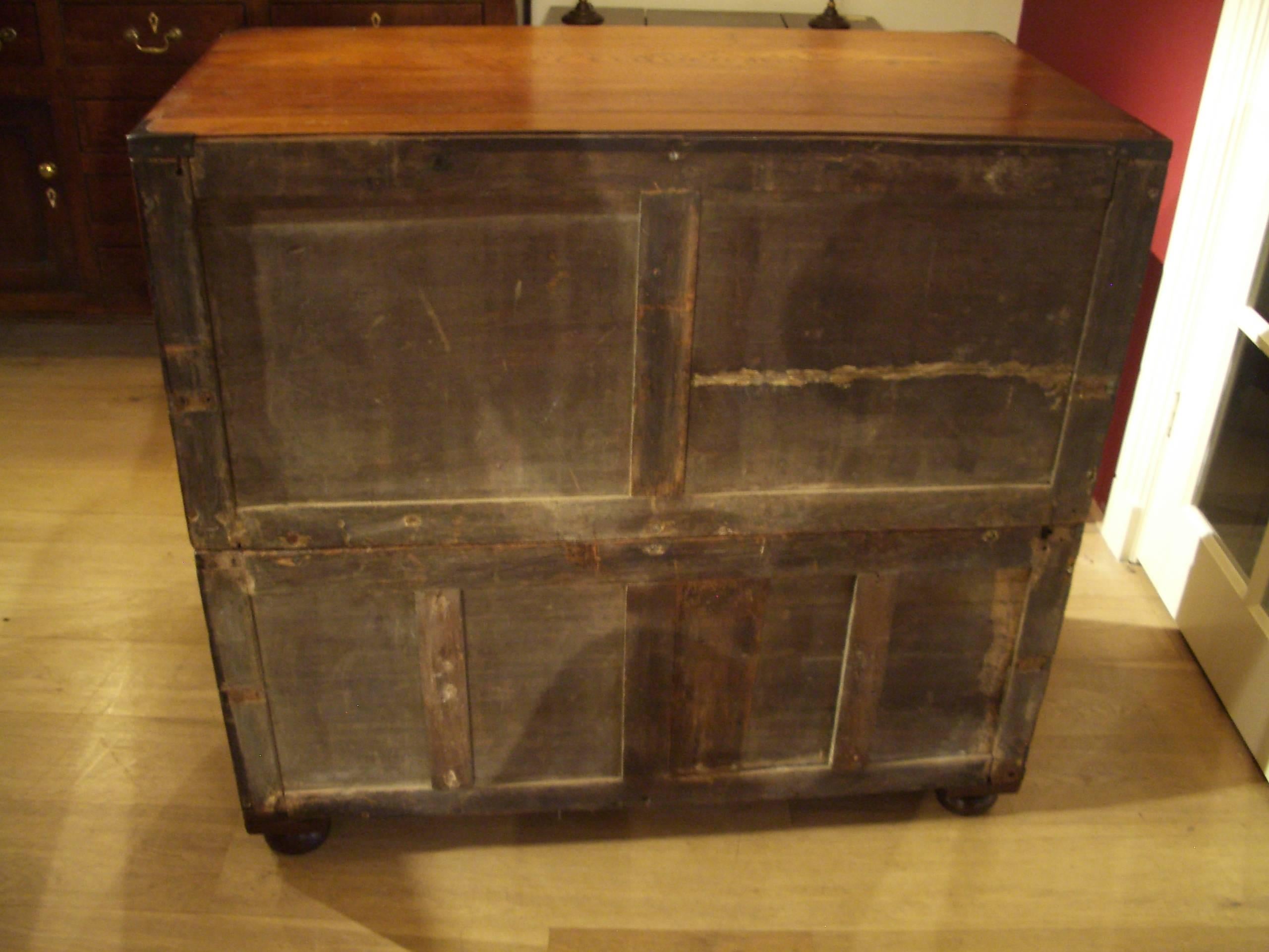 Victorian Colonial Anglo-Indian Teak & Brass Military Officer’s Campaign Chest 3
