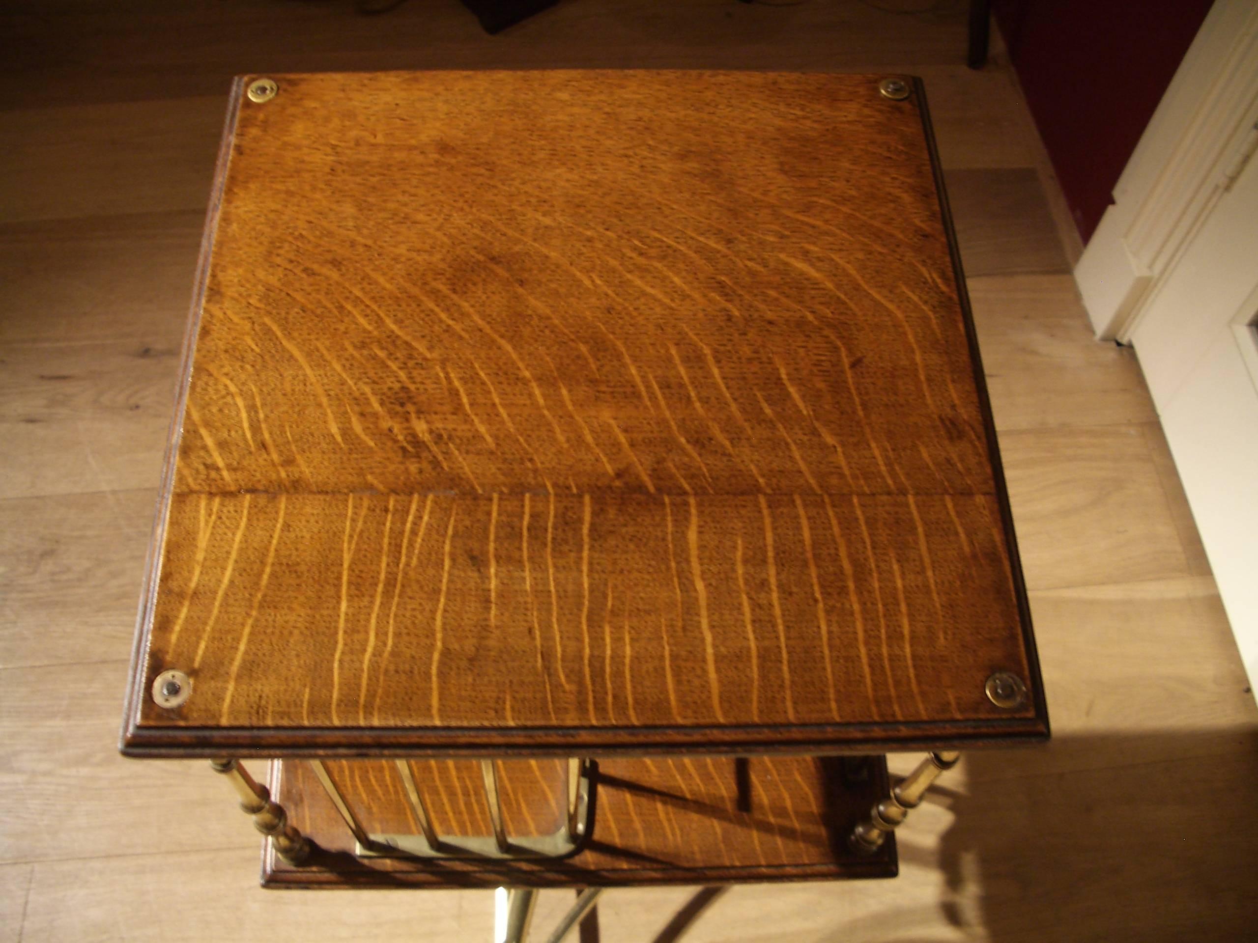 19th Century Small Oak Revolving Bookcase on Stand 1