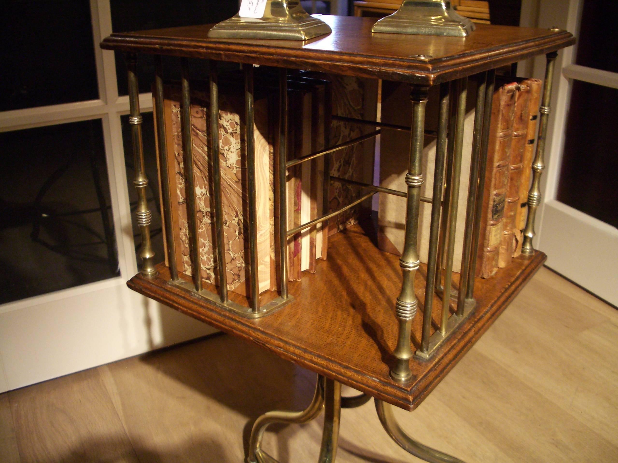 19th Century Small Oak Revolving Bookcase on Stand 3