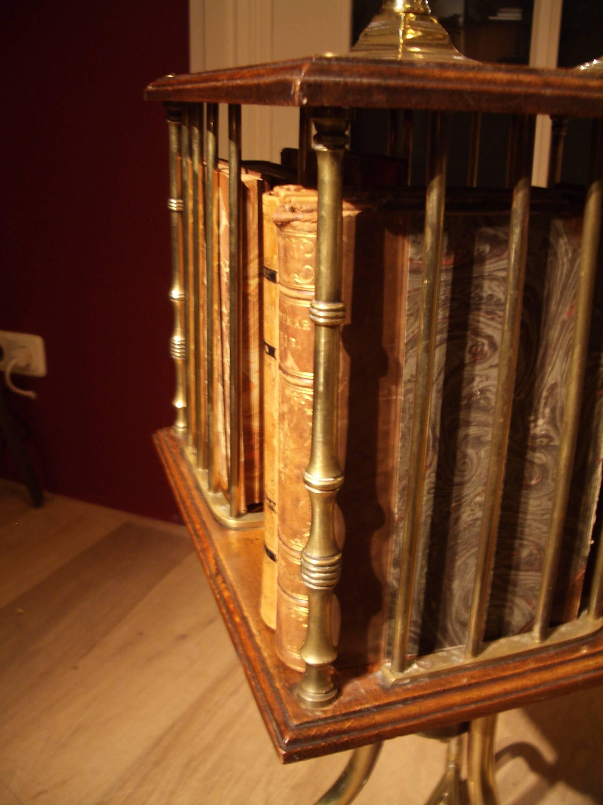 19th Century Small Oak Revolving Bookcase on Stand 4