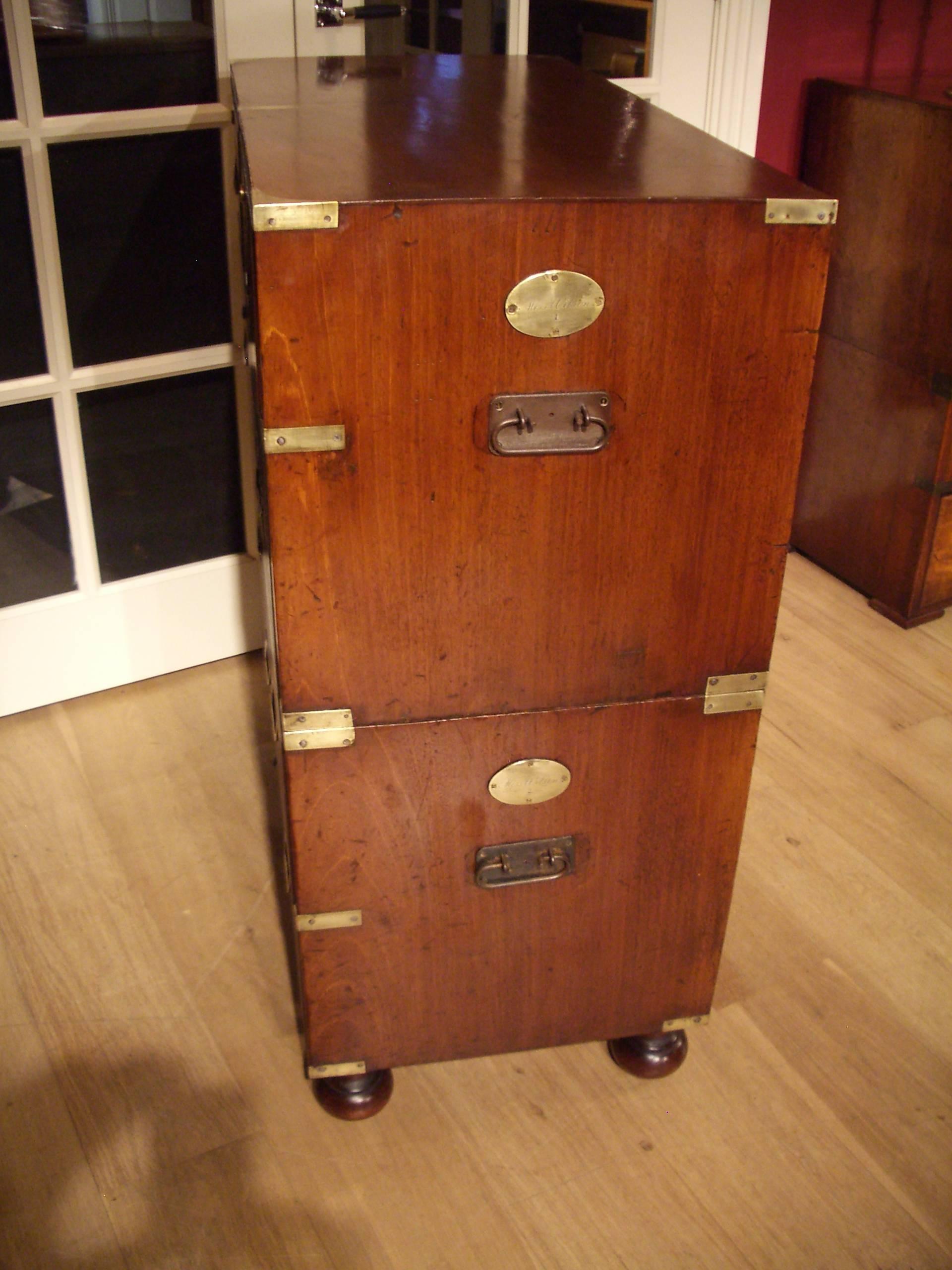 Beautiful Mahogany Campaign Chest of Drawers 1
