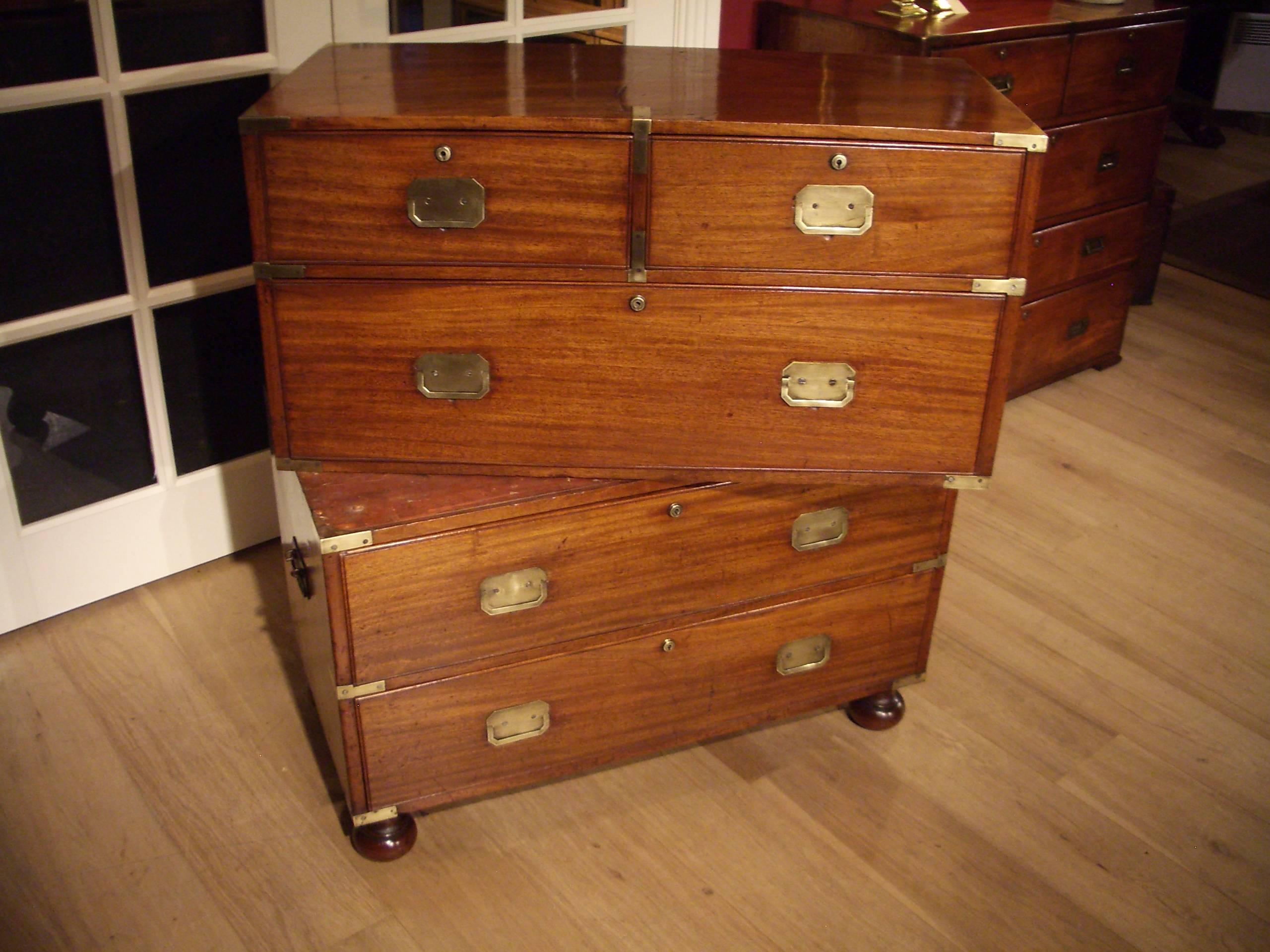 Beautiful Mahogany Campaign Chest of Drawers 3