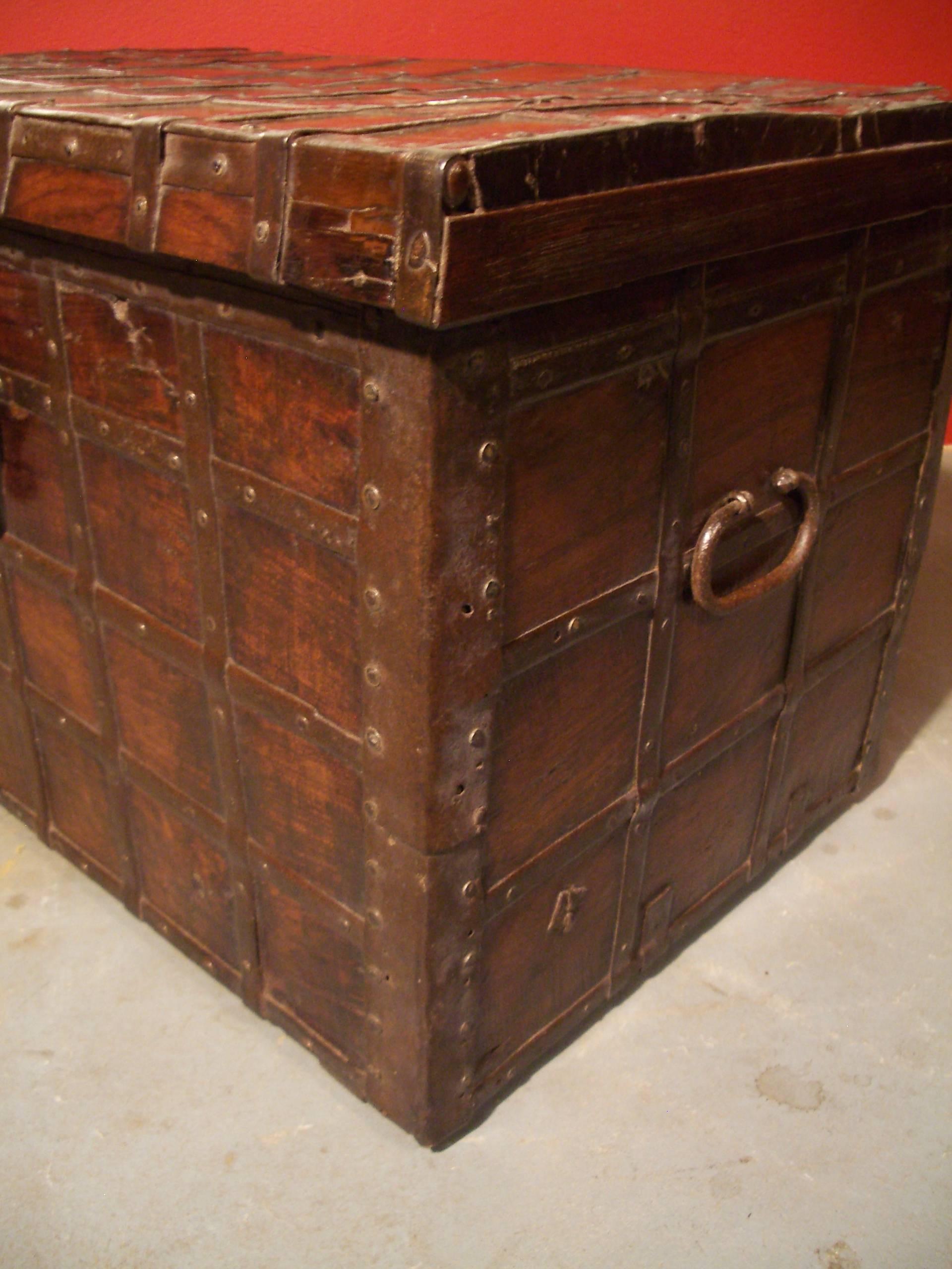Iron 19th Century Anglo Indian Small Antique Chest