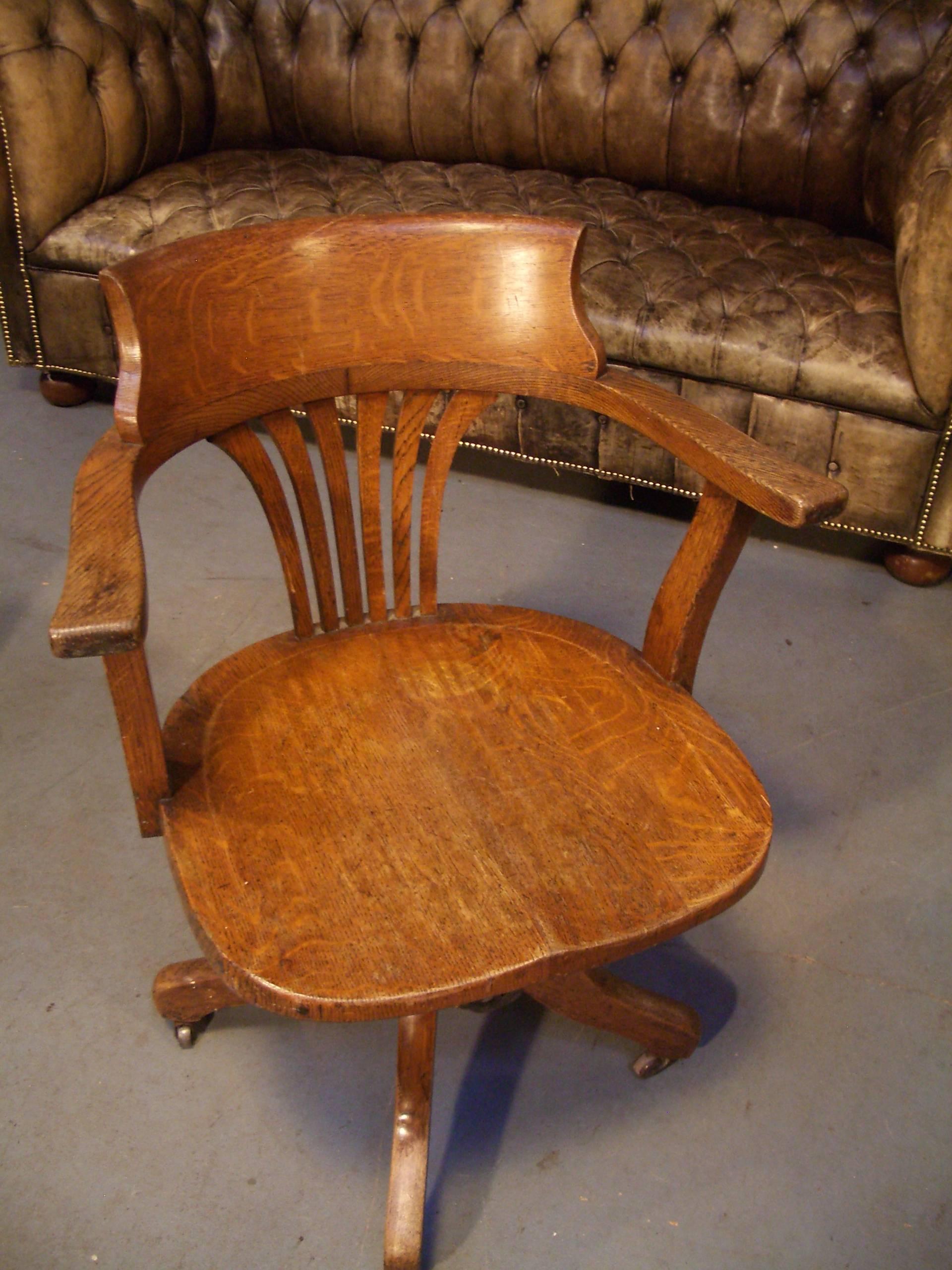 British Antique Oak Desk Chair
