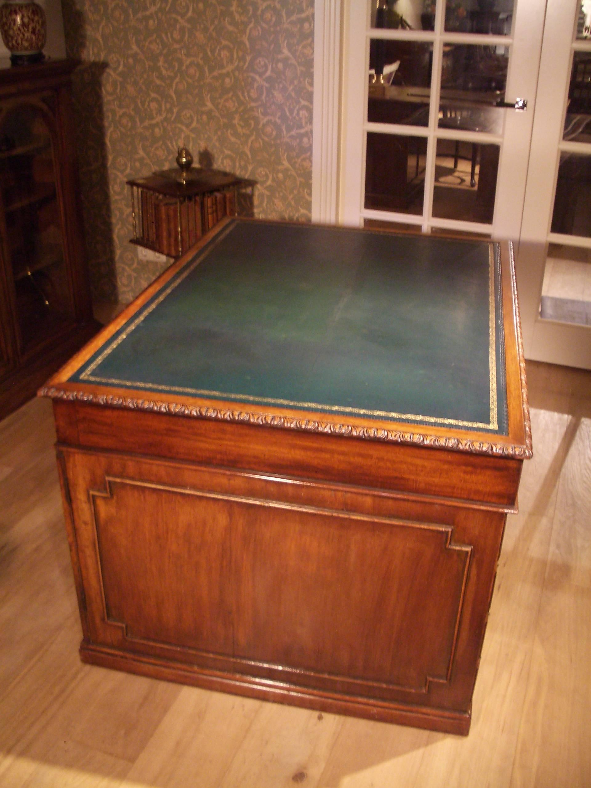 19th Century Mahogany Partner Desk 1