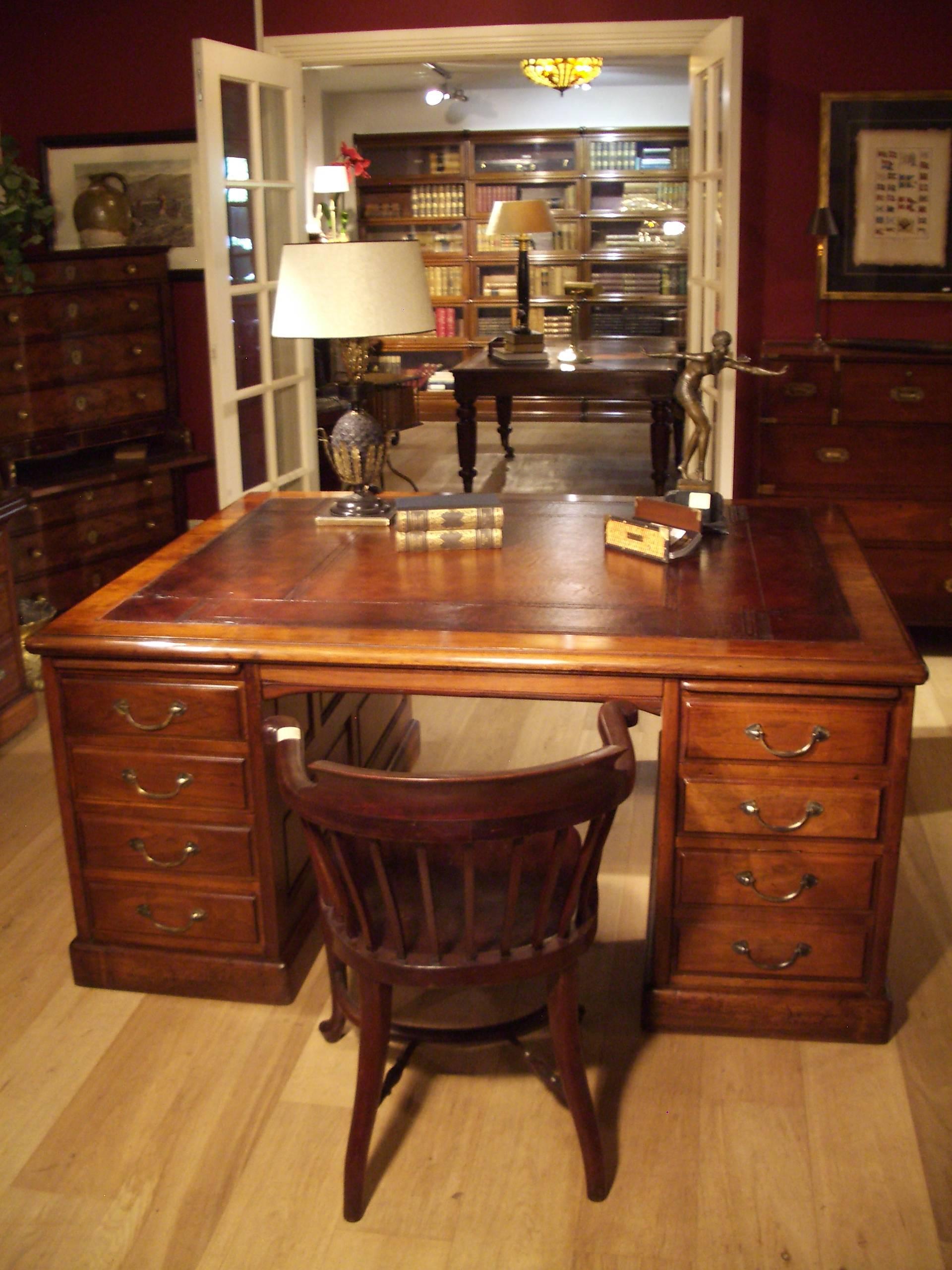 Big Antique Walnut Partners Desk 4