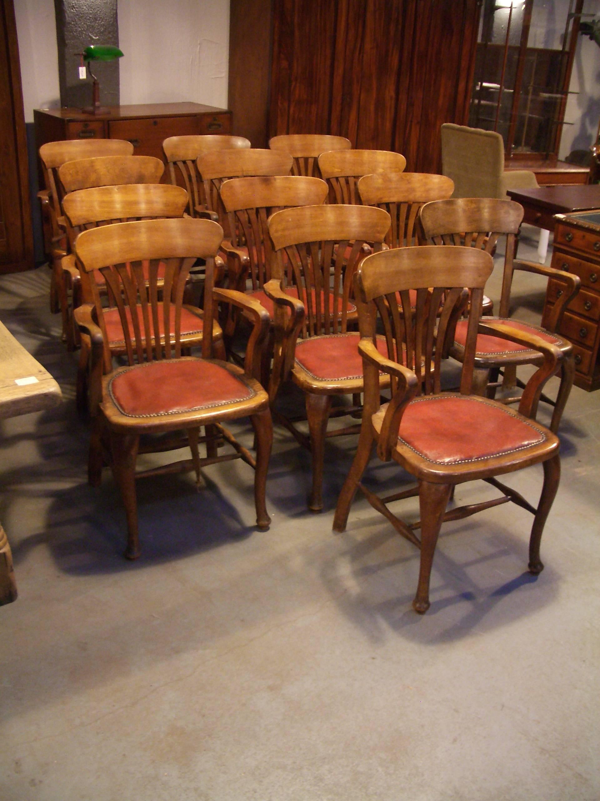 Edwardian Unique Set of 13 Mahogany Office Chairs