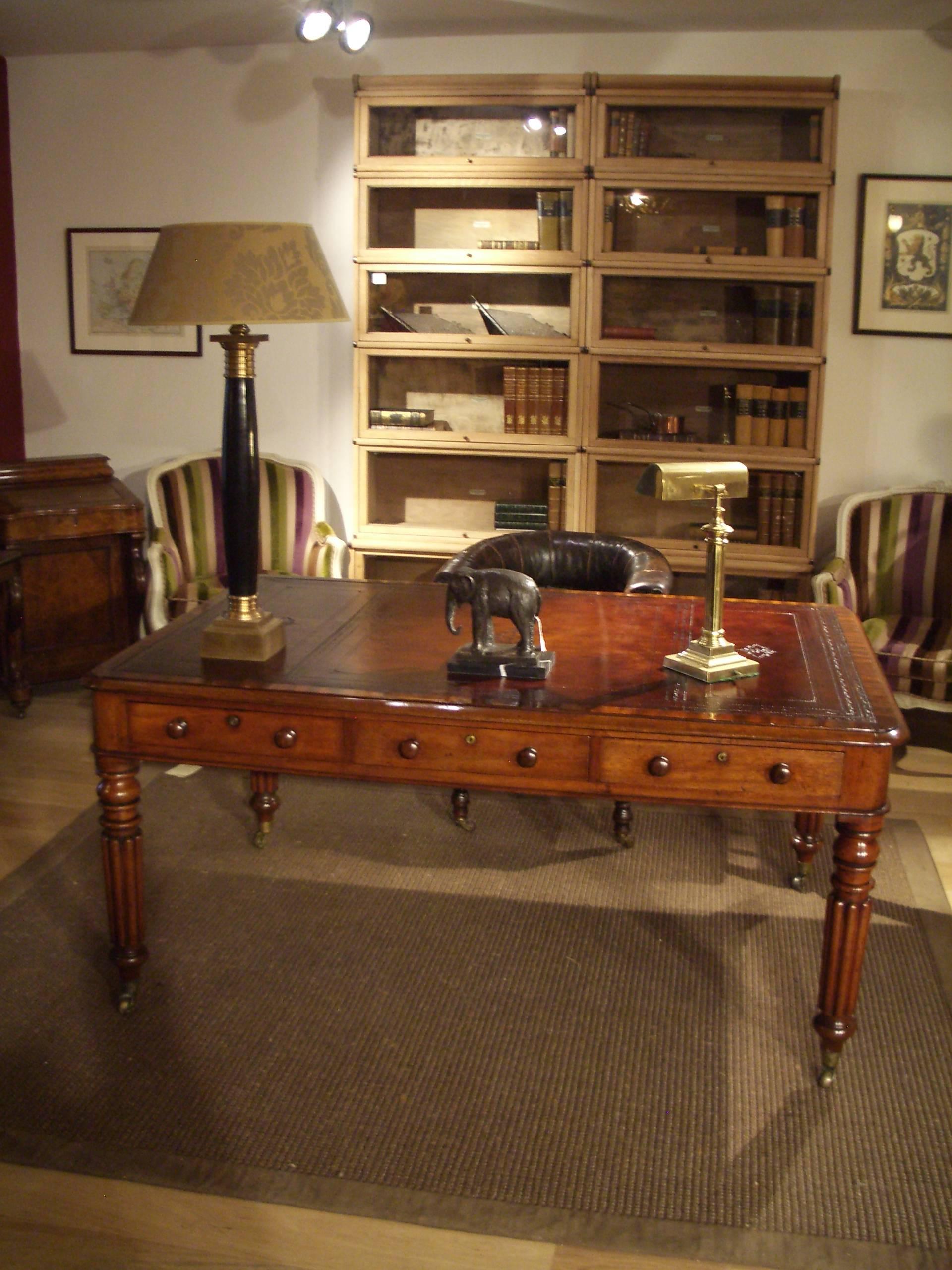 19th Century William IV Mahogany Double-Sided Partner's Library Writing Table 2