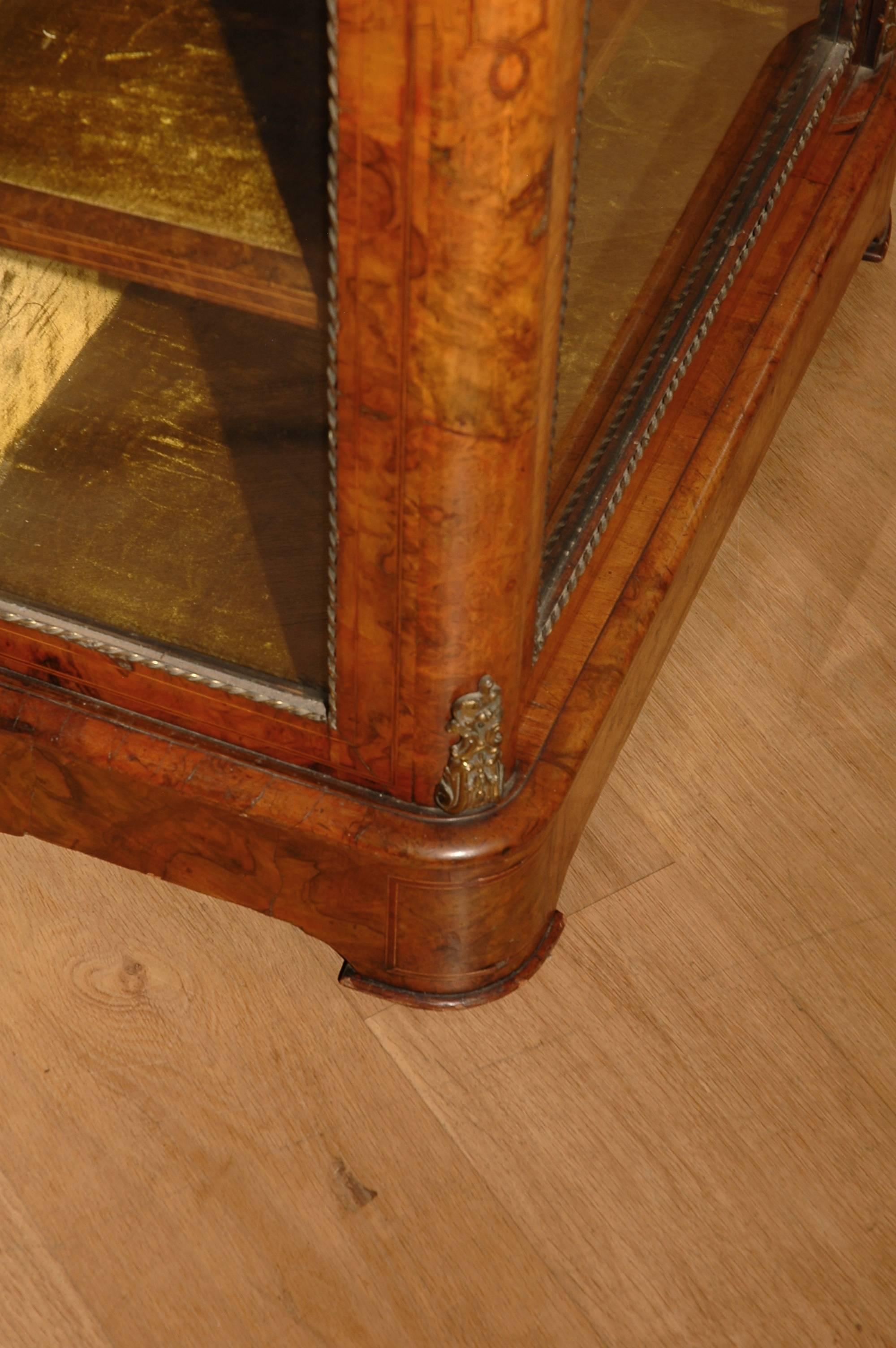 19th Century Victorian Burr Walnut and Marquetry Pier / Dispaly Cabinet 2