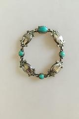 Georg Jensen Sterling Silver Bracelet #11 with Green Agates