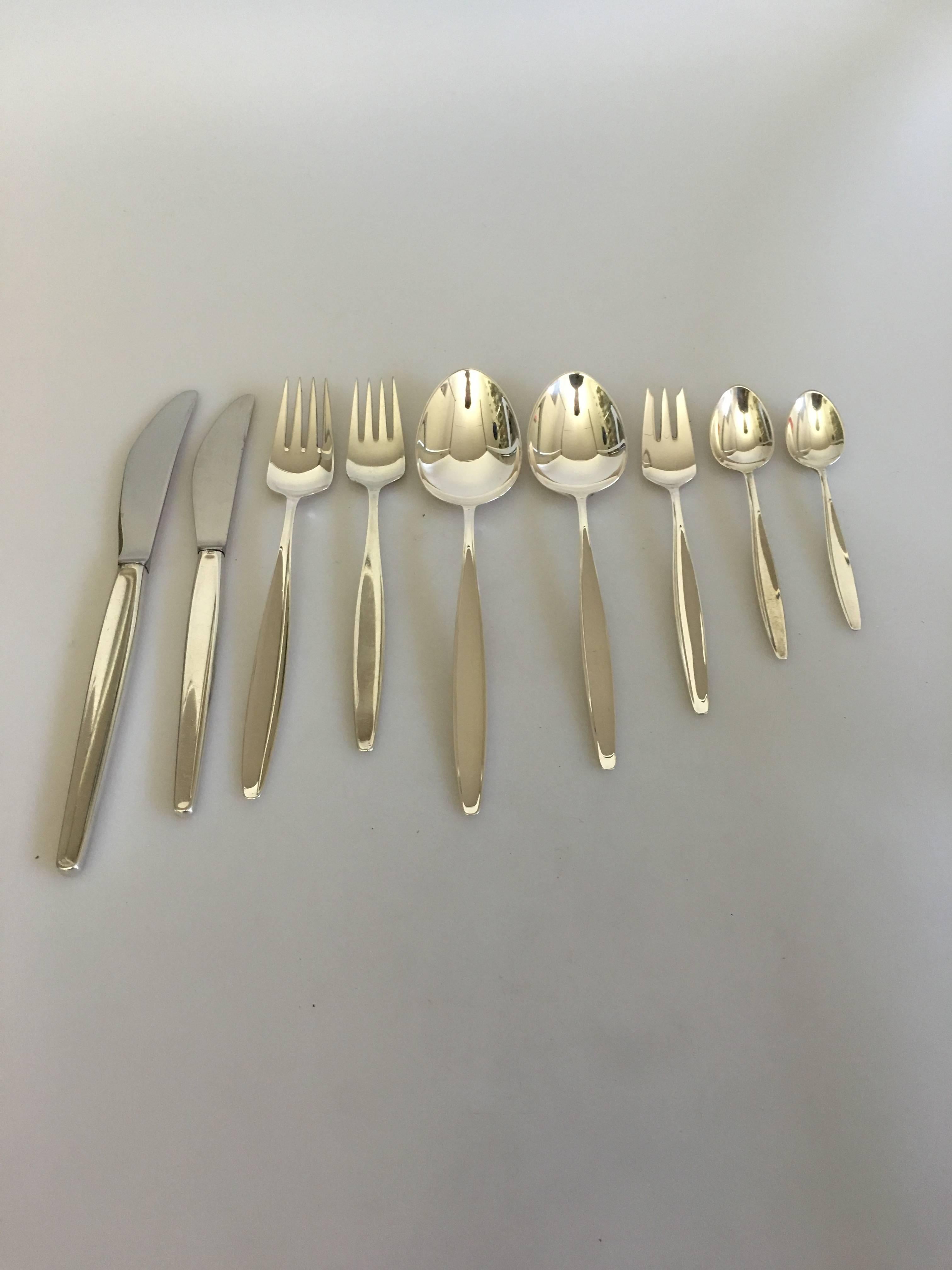 Danish Georg Jensen Sterling Silver 'Cypress' Flatware Set of 108 Pieces for 12 Persons