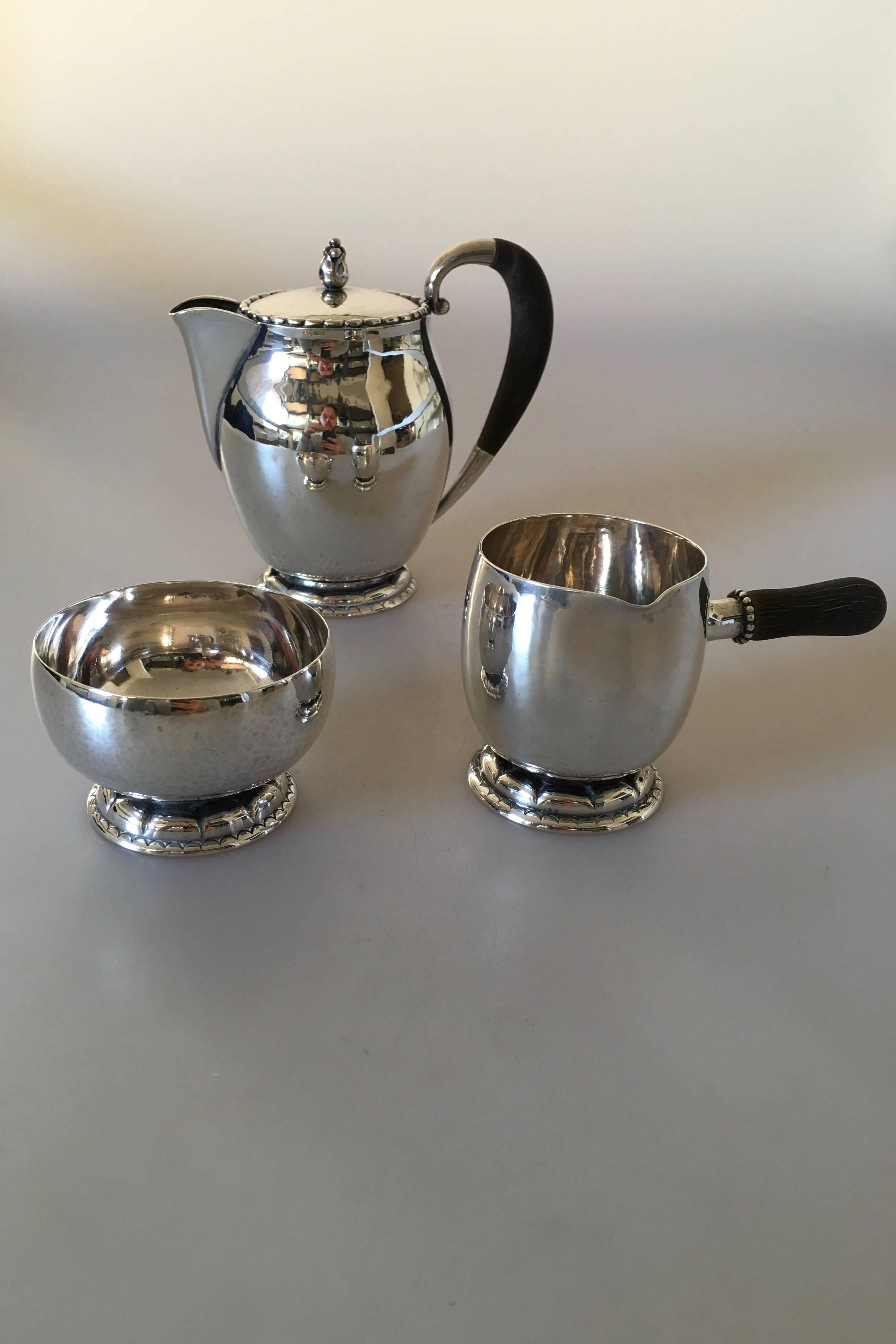 Danish Georg Jensen Sterling Silver Tea Set #34 For Sale