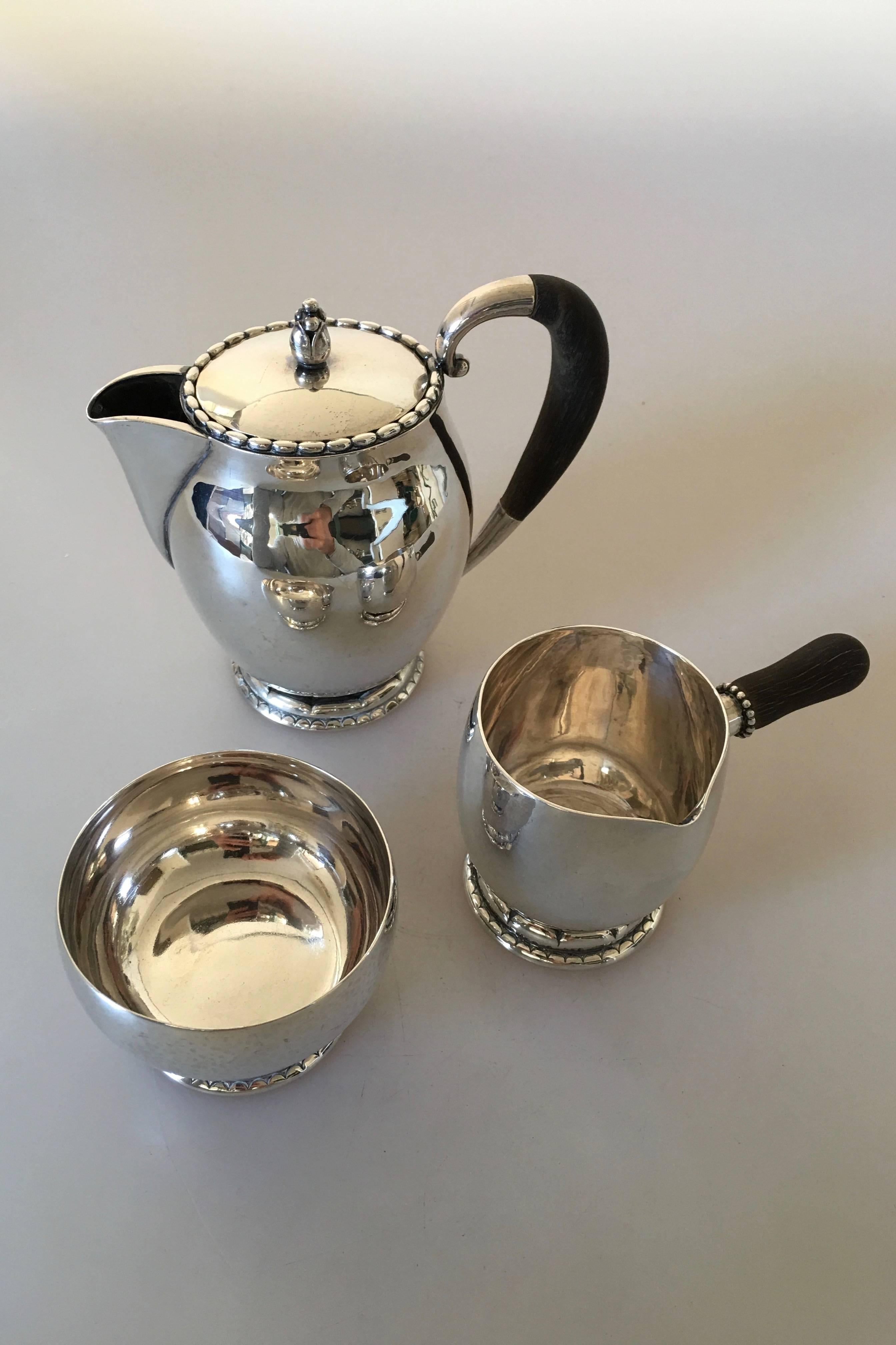 Georg Jensen Sterling Silver Tea Set #34 In Excellent Condition For Sale In Copenhagen, DK