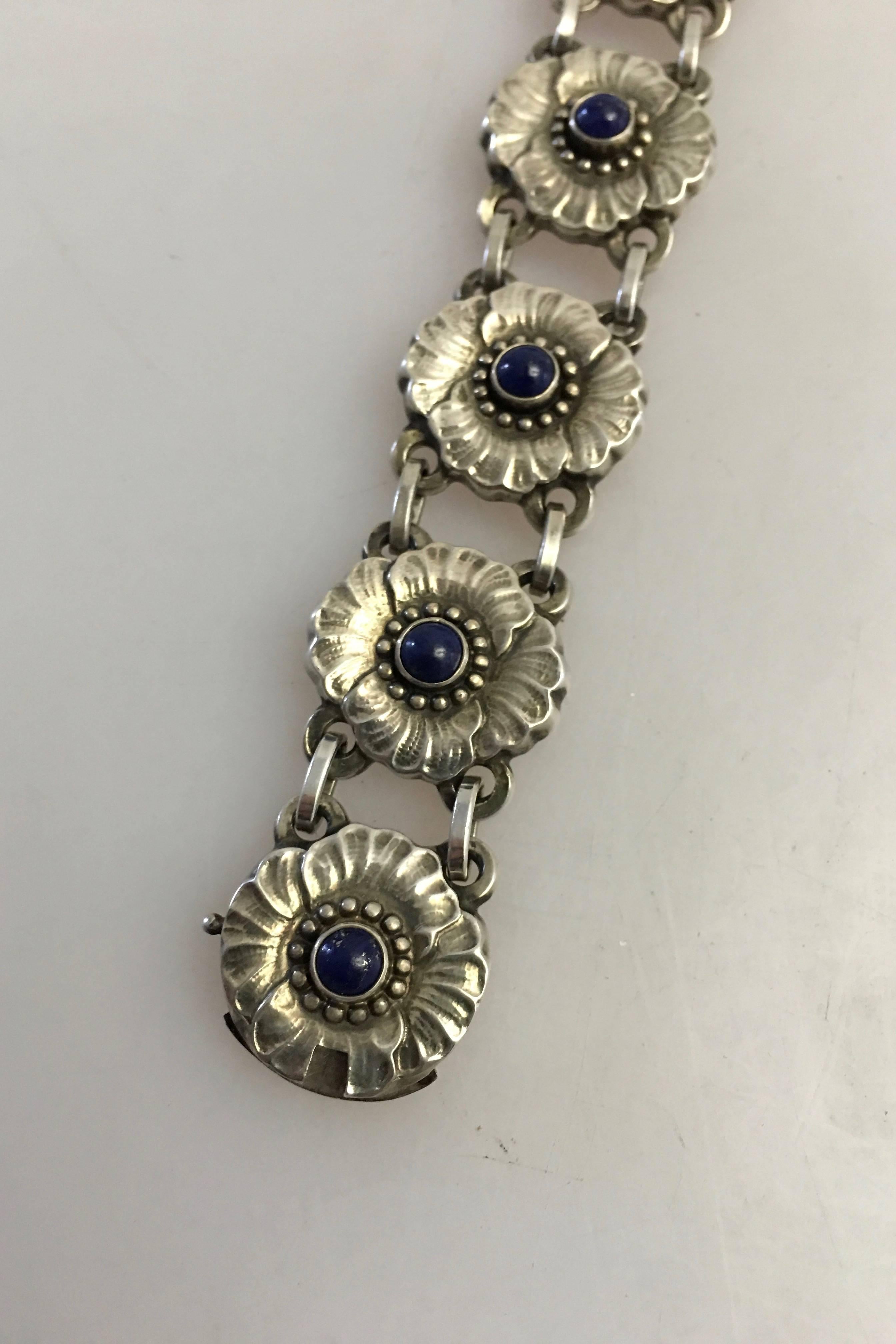 Danish Georg Jensen Sterling Silver Bracelet #36 with Lapis Lazuli