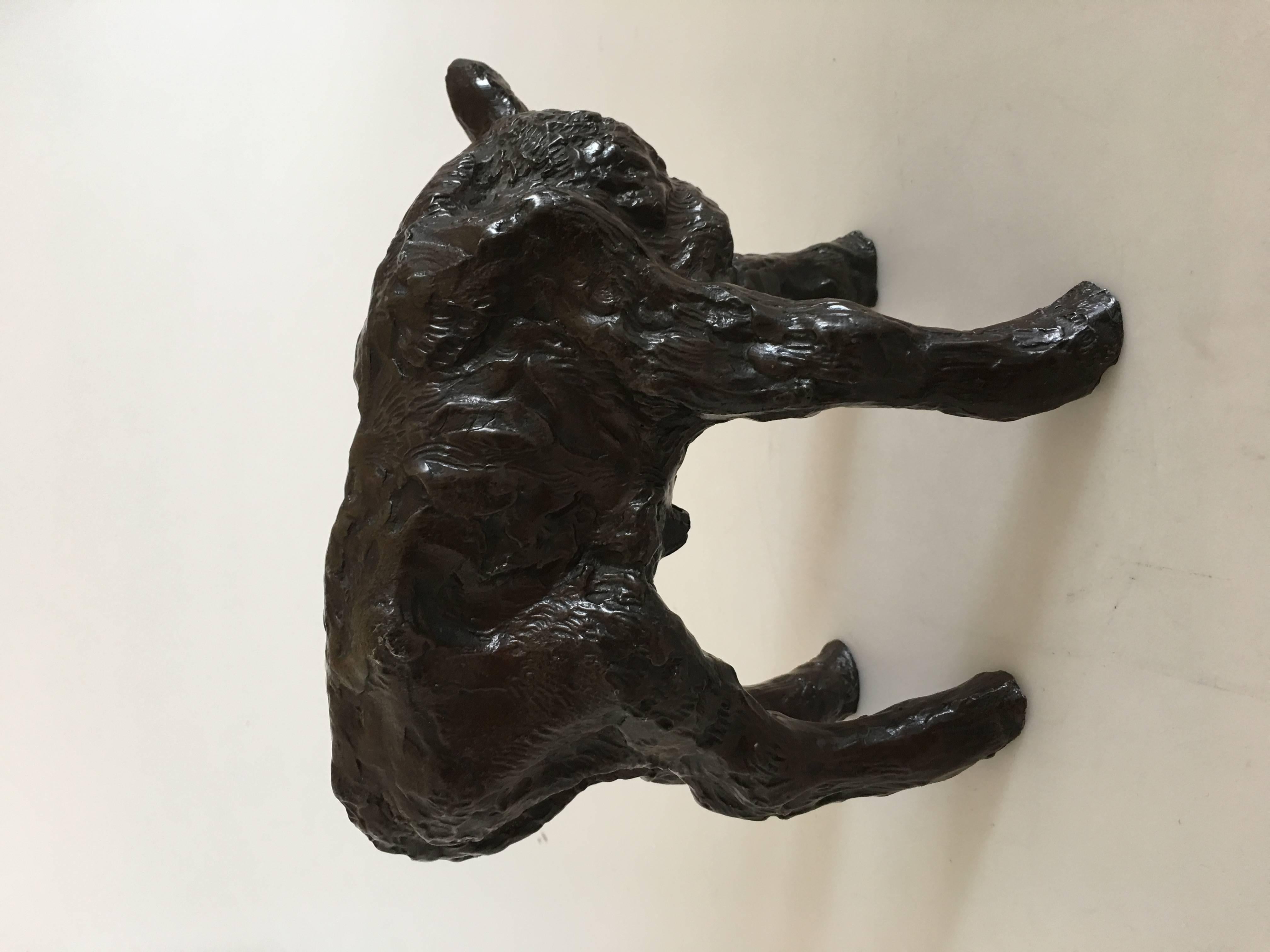 Gudrun Lauesen Bronze Figurine of Calf from Just Andersen In Excellent Condition In Copenhagen, DK