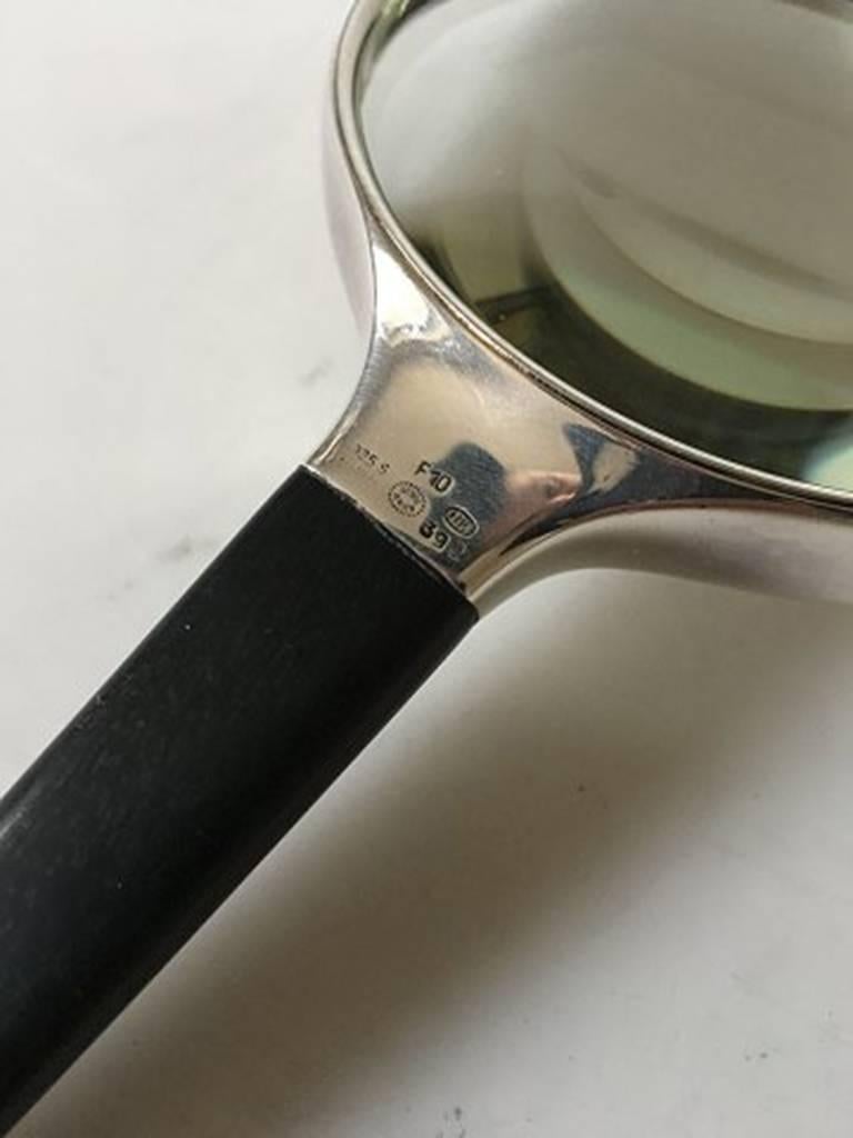 Scandinavian Modern Georg Jensen Sterling Magnifying Glass No. 392  Ebony Handle by Henning Koppel