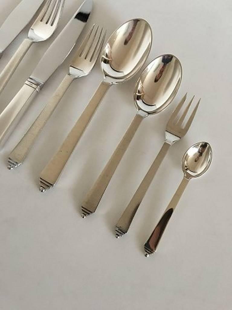 Jensen Sterling Silver Pyramid Flatware Set for 12 People, 96