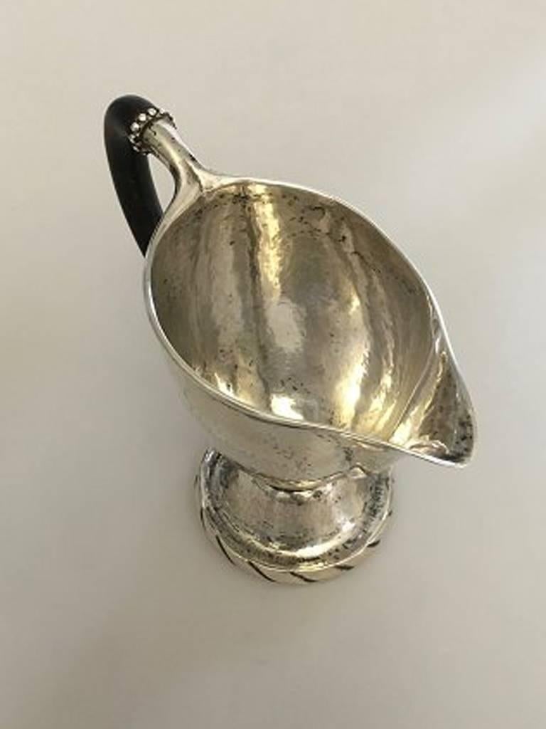 Art Nouveau Georg Jensen Early Silver Sauce Creamer with Wooden Handle For Sale