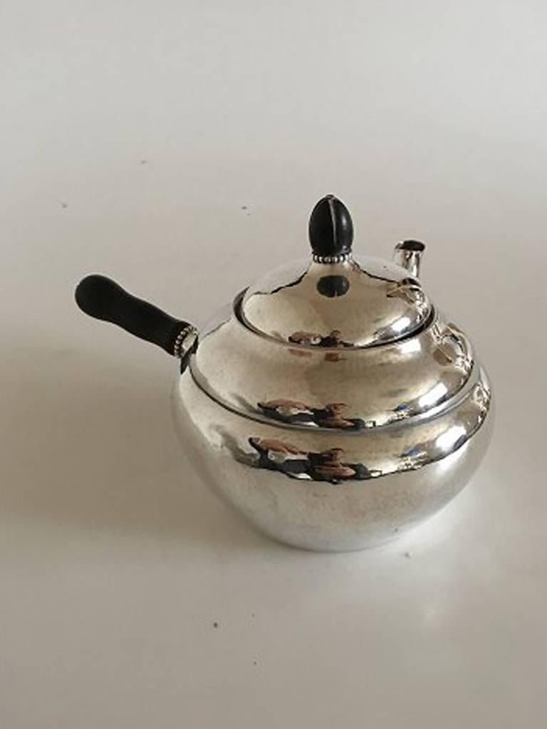 Art Deco Georg Jensen Sterling Silver Tea Pot #1A with Ebony For Sale