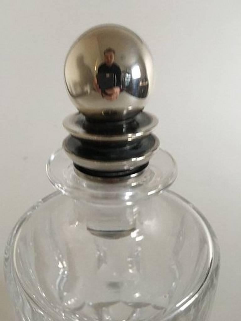 Art Deco Georg Jensen Baccarat Bottle with Sterling Silver Pyramid Bottle Lid #206 For Sale