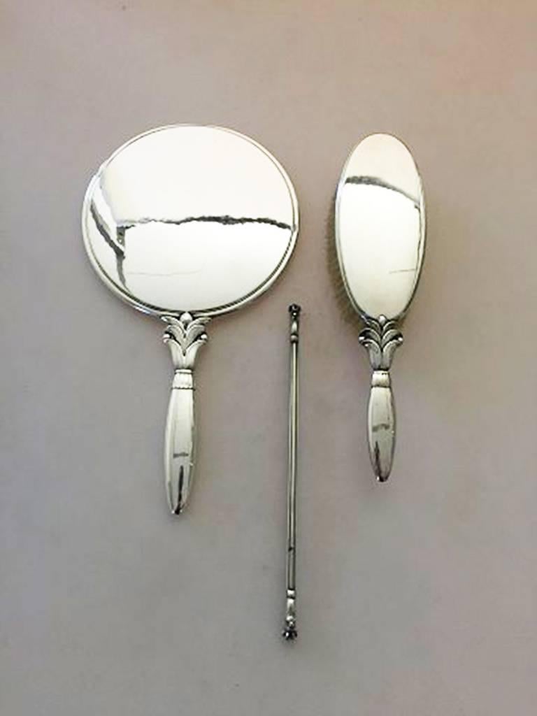 Art Nouveau Georg Jensen Sterling Silver Harald Nielsen Mirror, Brush and Comb #172