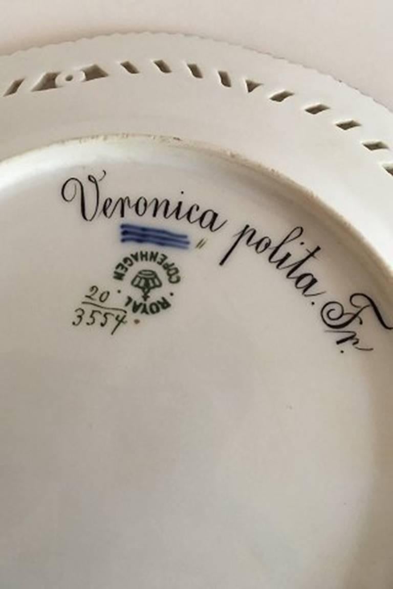 Neoclassical Royal Copenhagen Flora Danica Plate with Pierced Border #3554 Antique