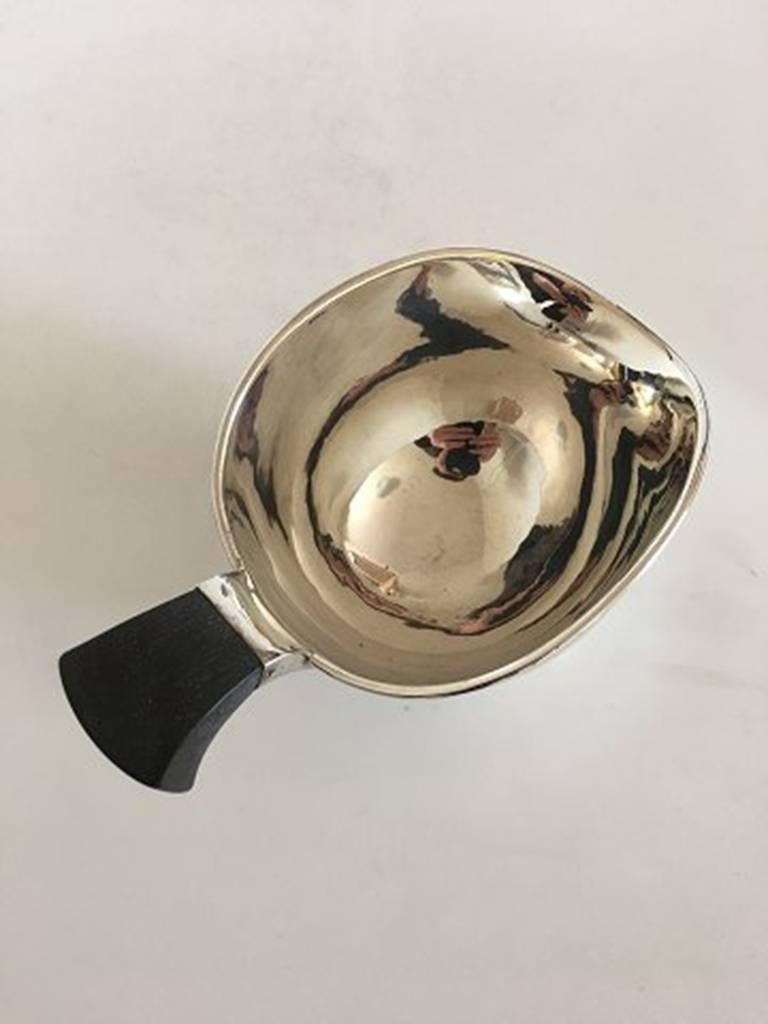 Scandinavian Modern Aage Weimar Small Sauce Pitcher in Silver with Wooden Handle For Sale