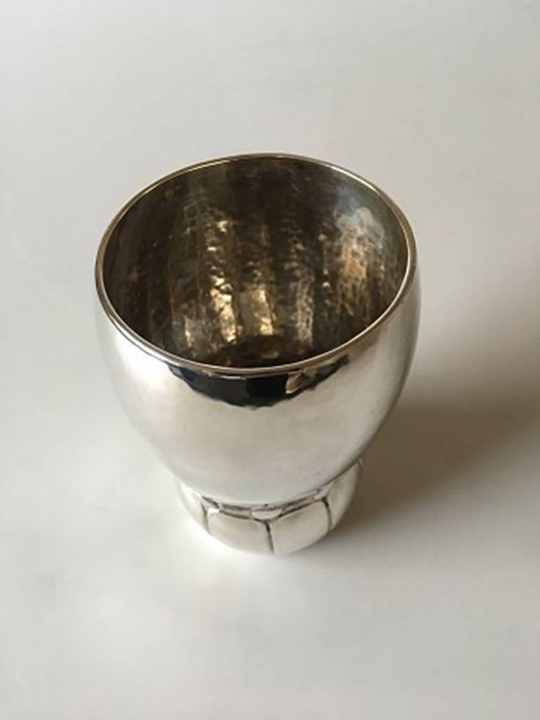 Heimbürger Silver Goblet / Vase. Measures 12 cm H (4 23/32 in). 8 cm diameter (3 5/32 in). Weighs 112 grams (3.95 oz). In nice condition.