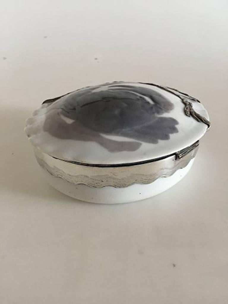Hand-Crafted Royal Copenhagen Art Nouveau Silver Mounted Crab Dish A. Michelsen 1921 #19/9 For Sale