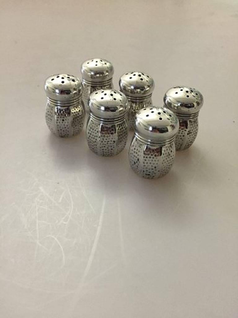 Hand-Crafted Set of Six Salt or Pepper Shakers American Sterling Silver