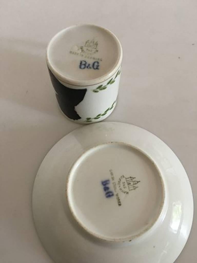 Hand-Painted Bing & Grondahl Mocca Cup and Saucer For Sale