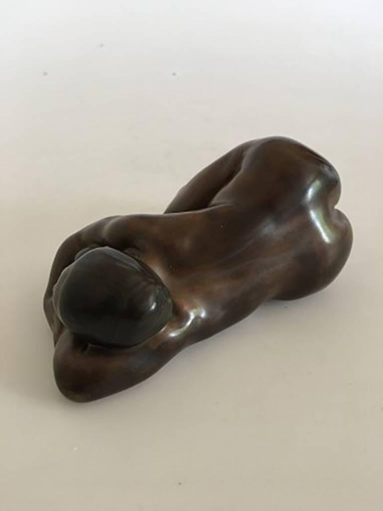Scandinavian Modern Kai Nielsen Bing & Grondahl Stoneware Figurine #20 of Sleeping Woman with Grapes For Sale