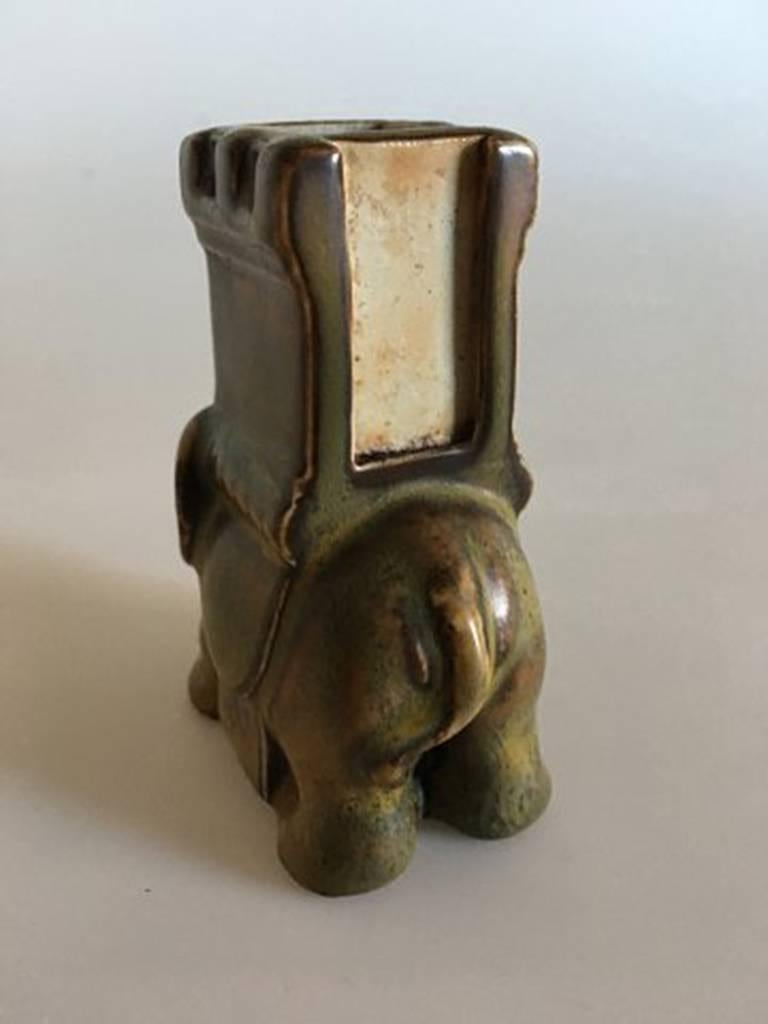 Art Deco  Bing & Grondahl Stoneware Elephant / Matchstick Holder #2125M For Sale