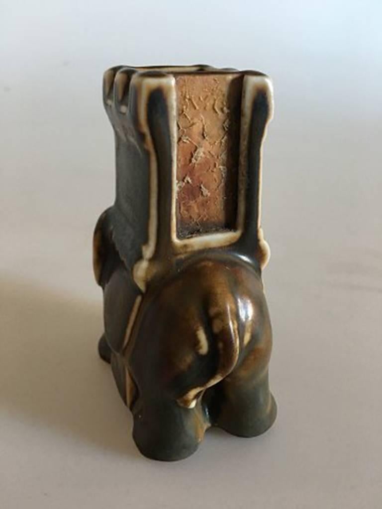 Art Deco Bing & Grondahl Elephant with Howdah #2128 in Stoneware For Sale