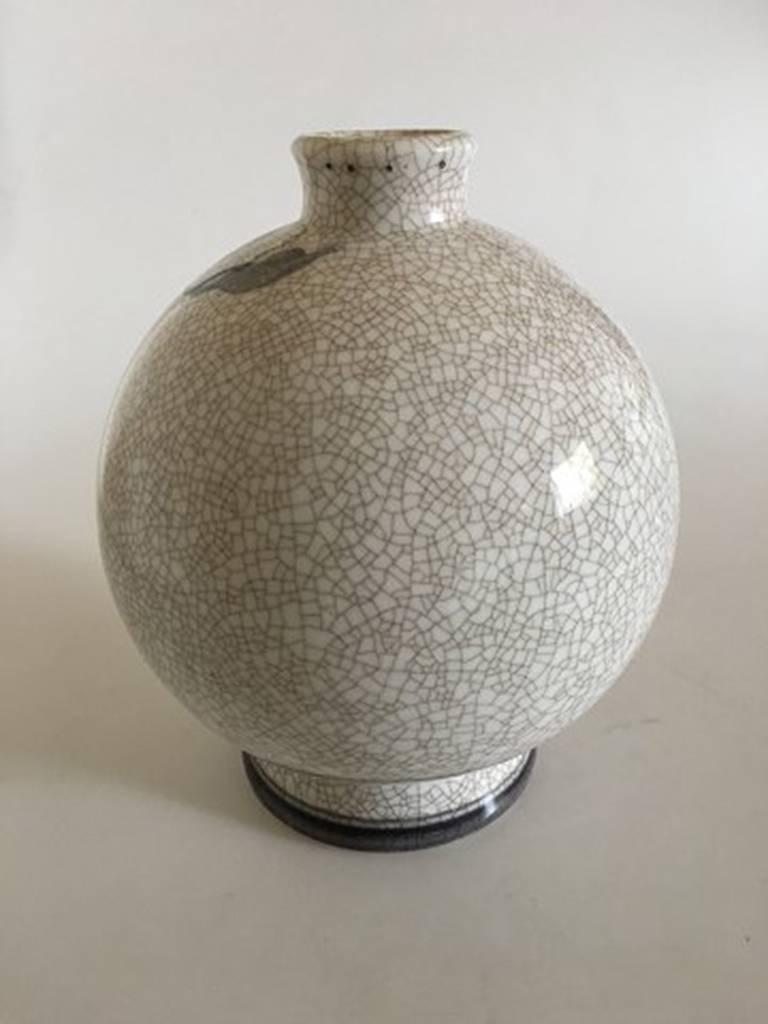 Hand-Painted Bing & Grondahl Art Nouveau Unique Vase by Jo Ann Locher #703 For Sale