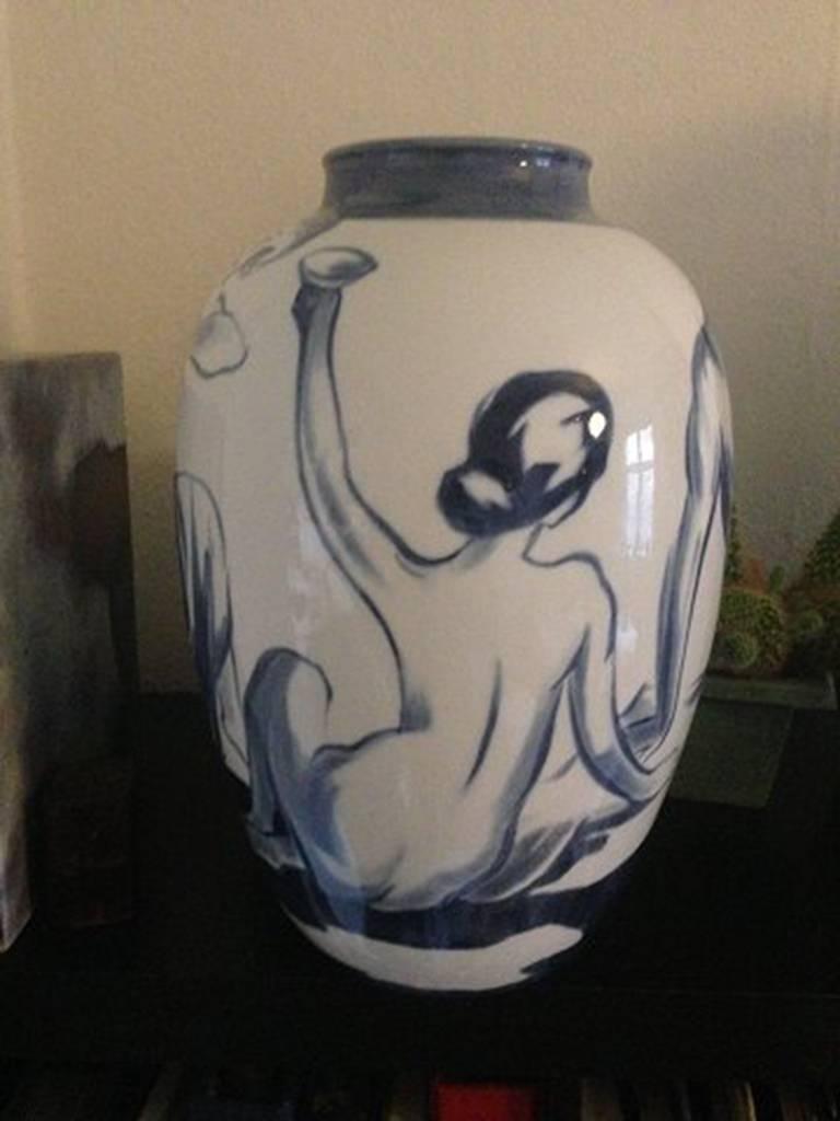 Hand-Painted Bing & Grondahl Art Nouveau Unique Vase For Sale