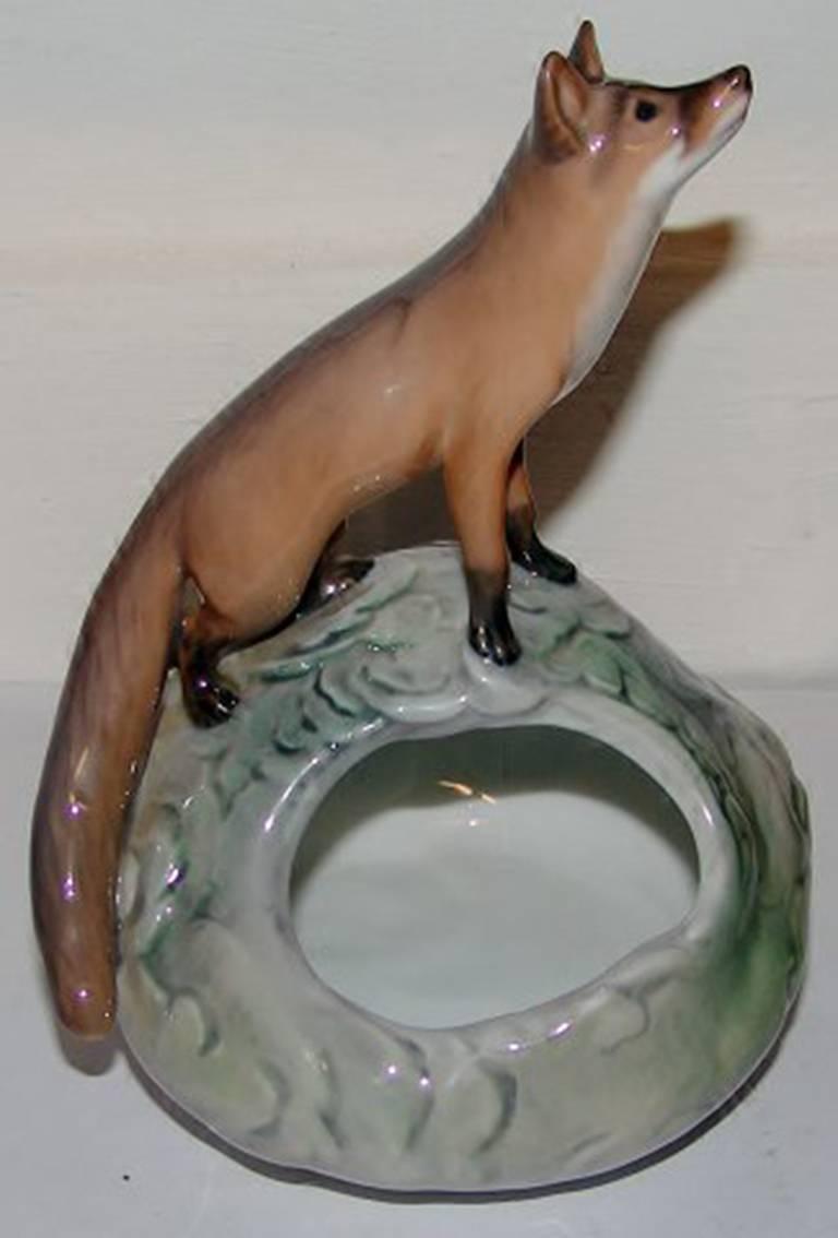 Royal Copenhagen Art Nouveau fox on mount #546. Measures 16 cm high and is in perfect condition.