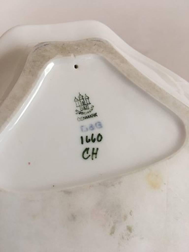 Hand-Painted Bing & Grondahl Leaf shaped Art Nouveau Dish with Young Nude Man #1