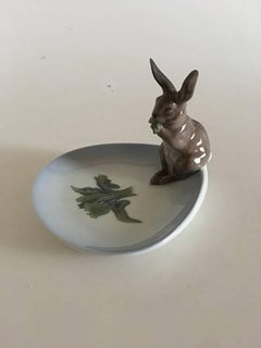 Royal Copenhagen Art Nouveau Dish with Rabbit #878