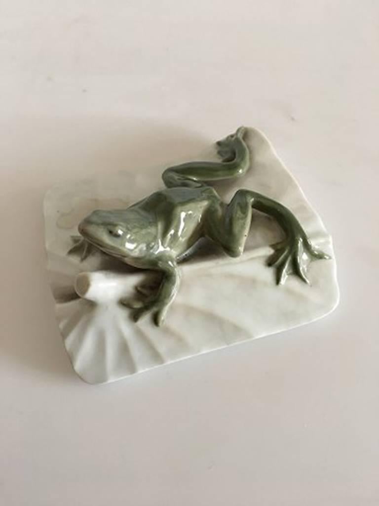 Royal Copenhagen Art Nouveau frog paperweight #881. Measures 13 cm and is in perfect condition.