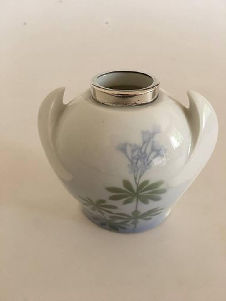Danish Bing and Grondahl Art Nouveau Vase with Silver Top For Sale