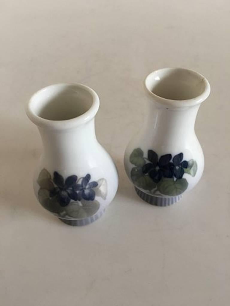 Royal Copenhagen Art Nouveau pair of vases #1900/1587. Measure 9.5 cm and are in good condition.