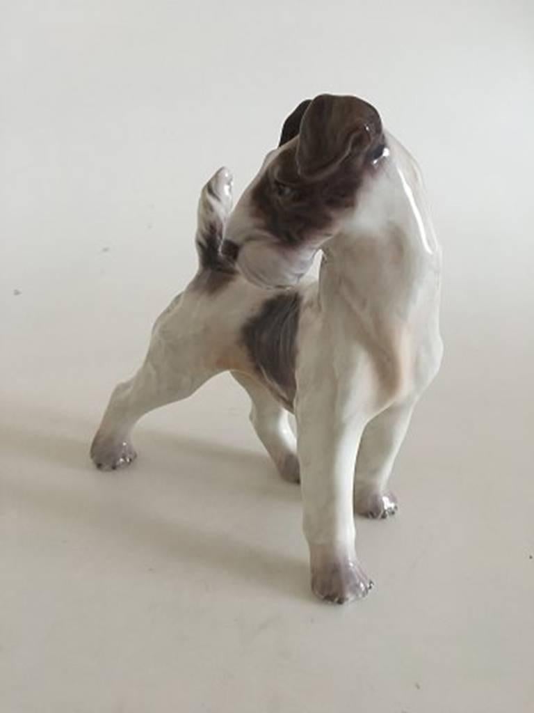 Dahl Jensen standing Fox Terrier dog #1001 figurine. Measures 18cm and is marked as a 1st.