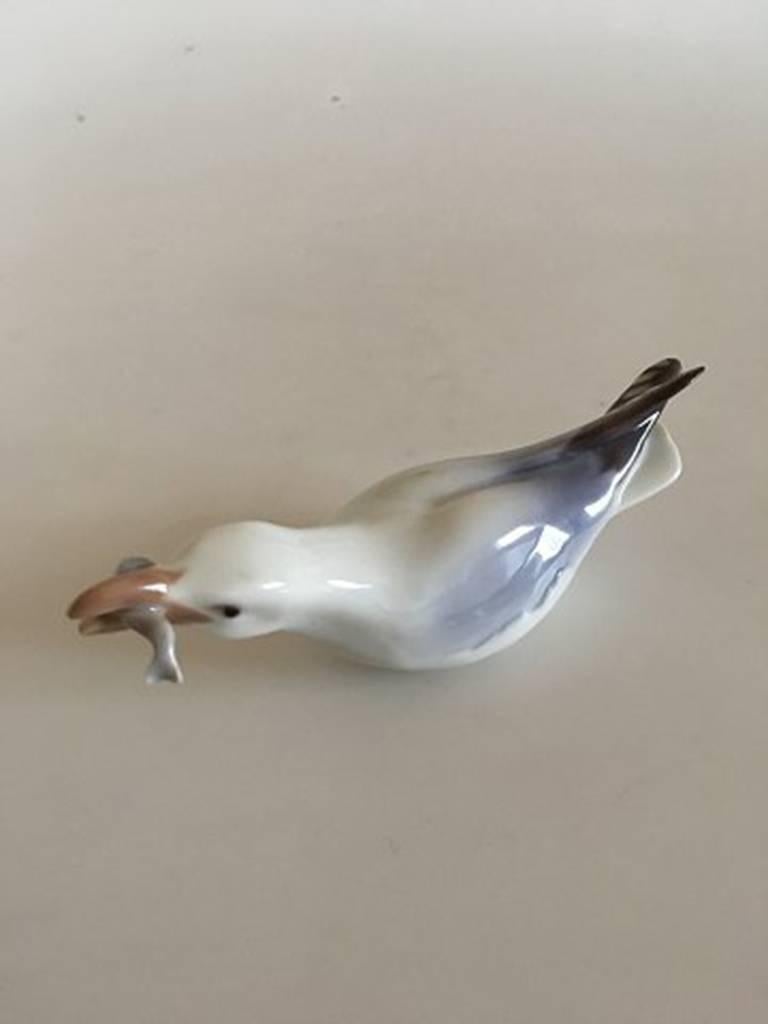 Art Nouveau Bing & Grondahl Figurine Seagull with Fish #1808 For Sale