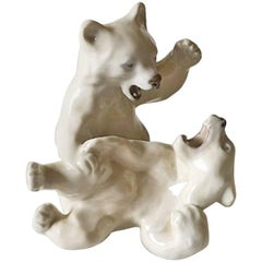 Royal Copenhagen Figurine Playing Polar Bear Cubs No 1107