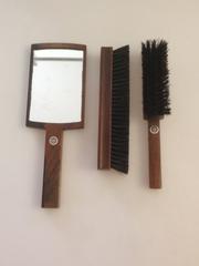 Hans Hansen Rosewood Brush and Mirror Set with Sterling Inlay