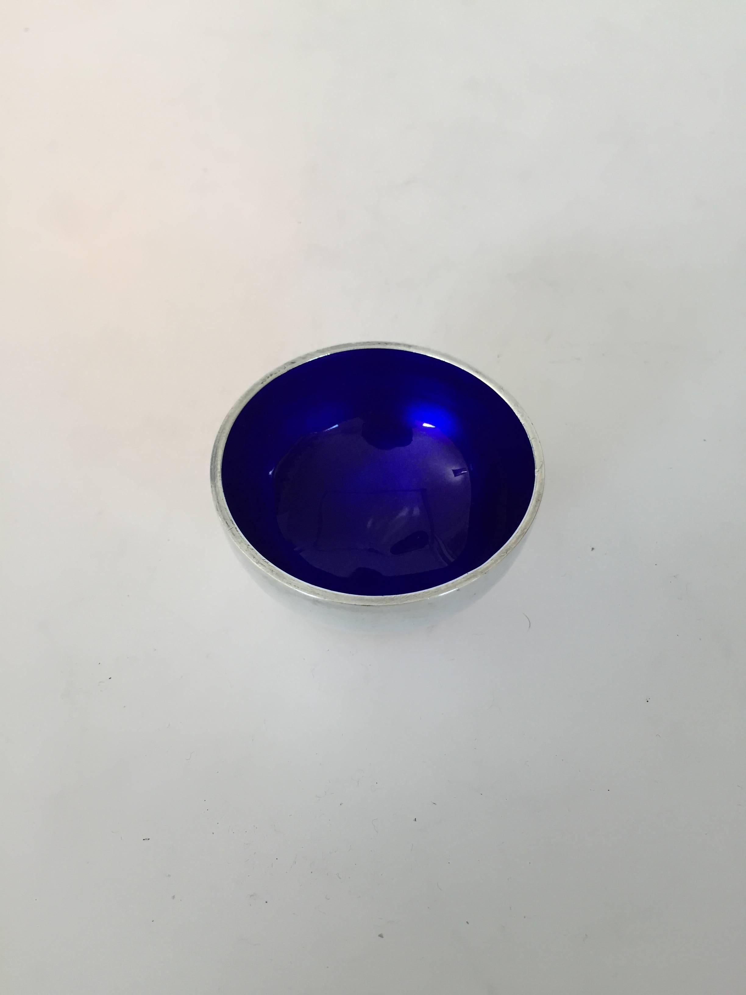 Art Deco Mogens Bjorn-Anderson Salt Dish with Blue Enamel