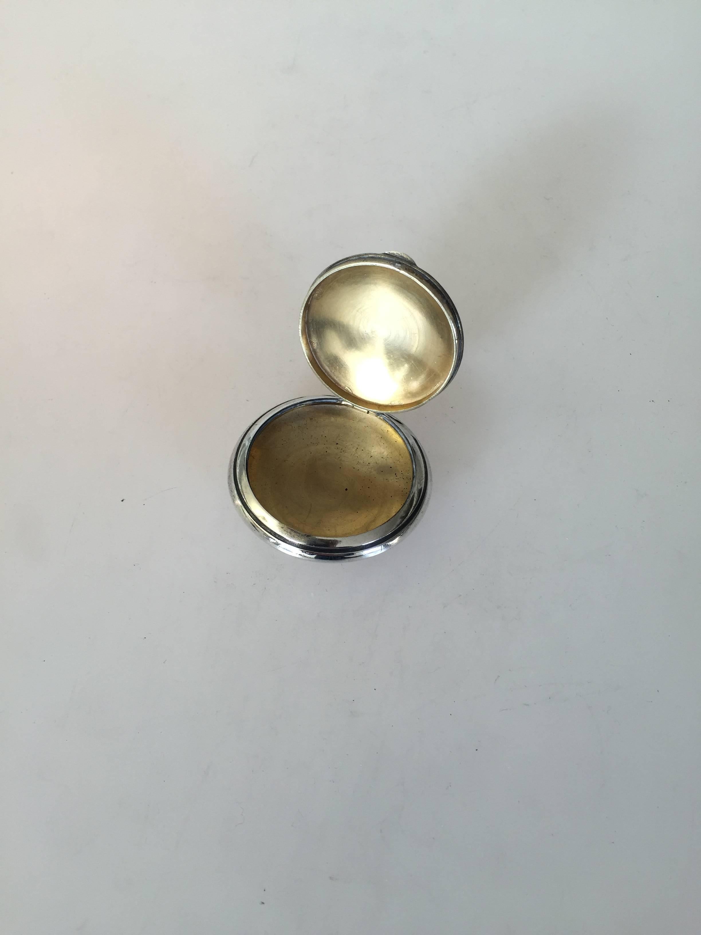 Art Nouveau Silver Pill Box with Cat Motif