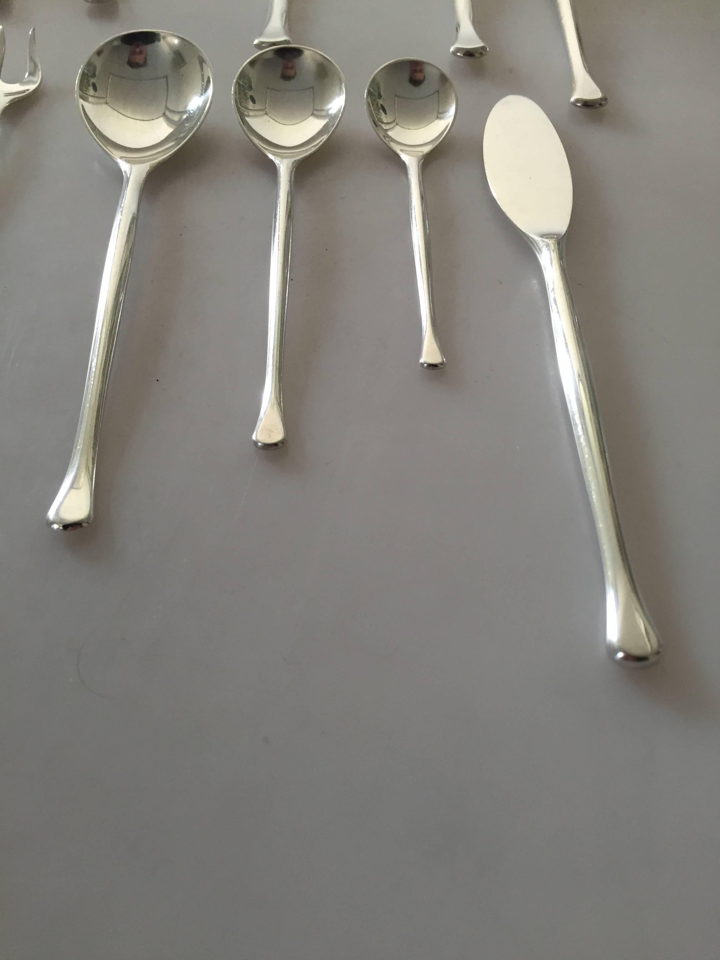 Danish Anton Michelsen Sterling Silver Flatware Saphir Set of 67 Pieces