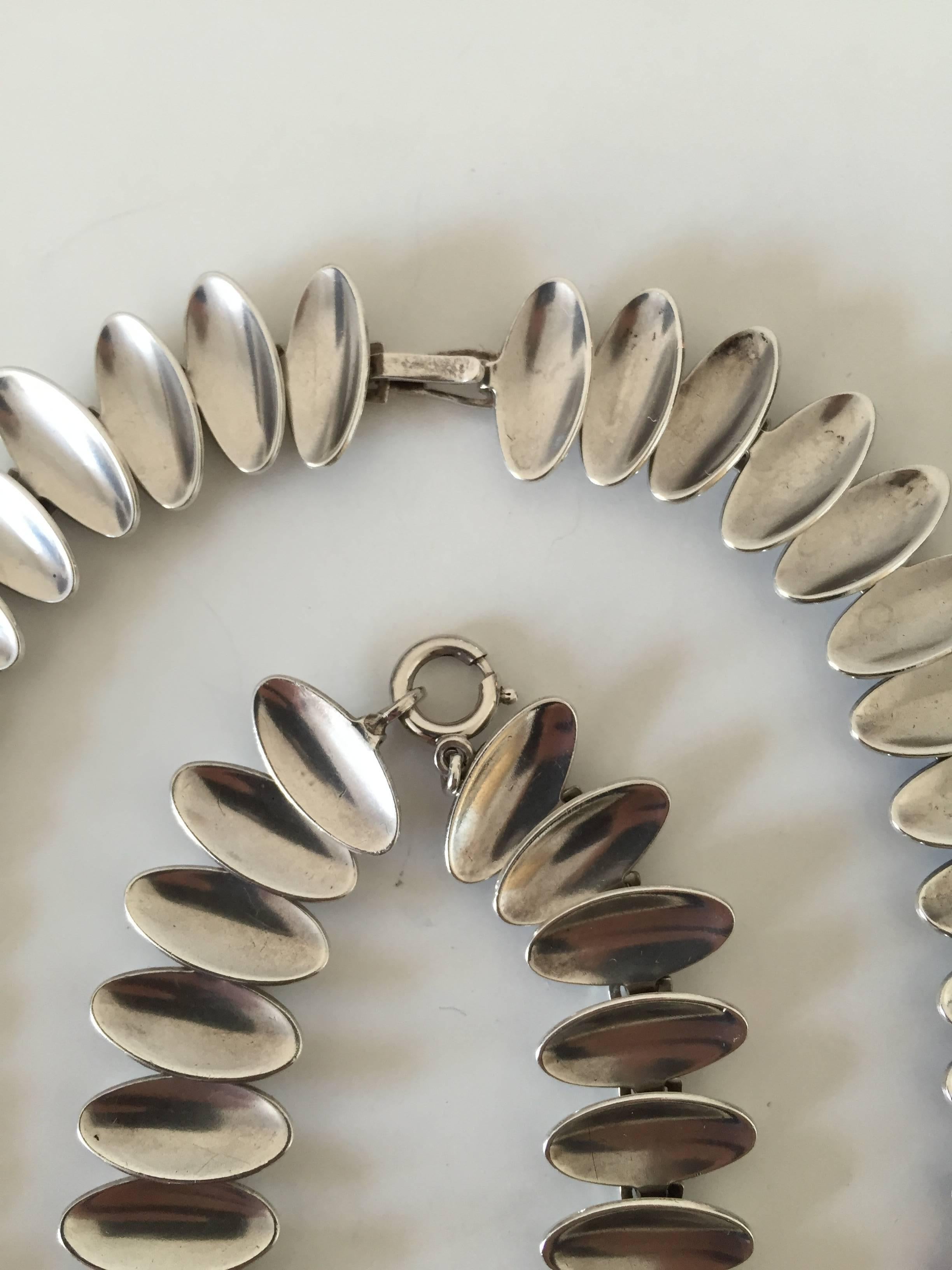 A. Michelsen Sterling Silver Nanna Ditzel Pair of Necklace and Bracelet In Good Condition In Copenhagen, DK